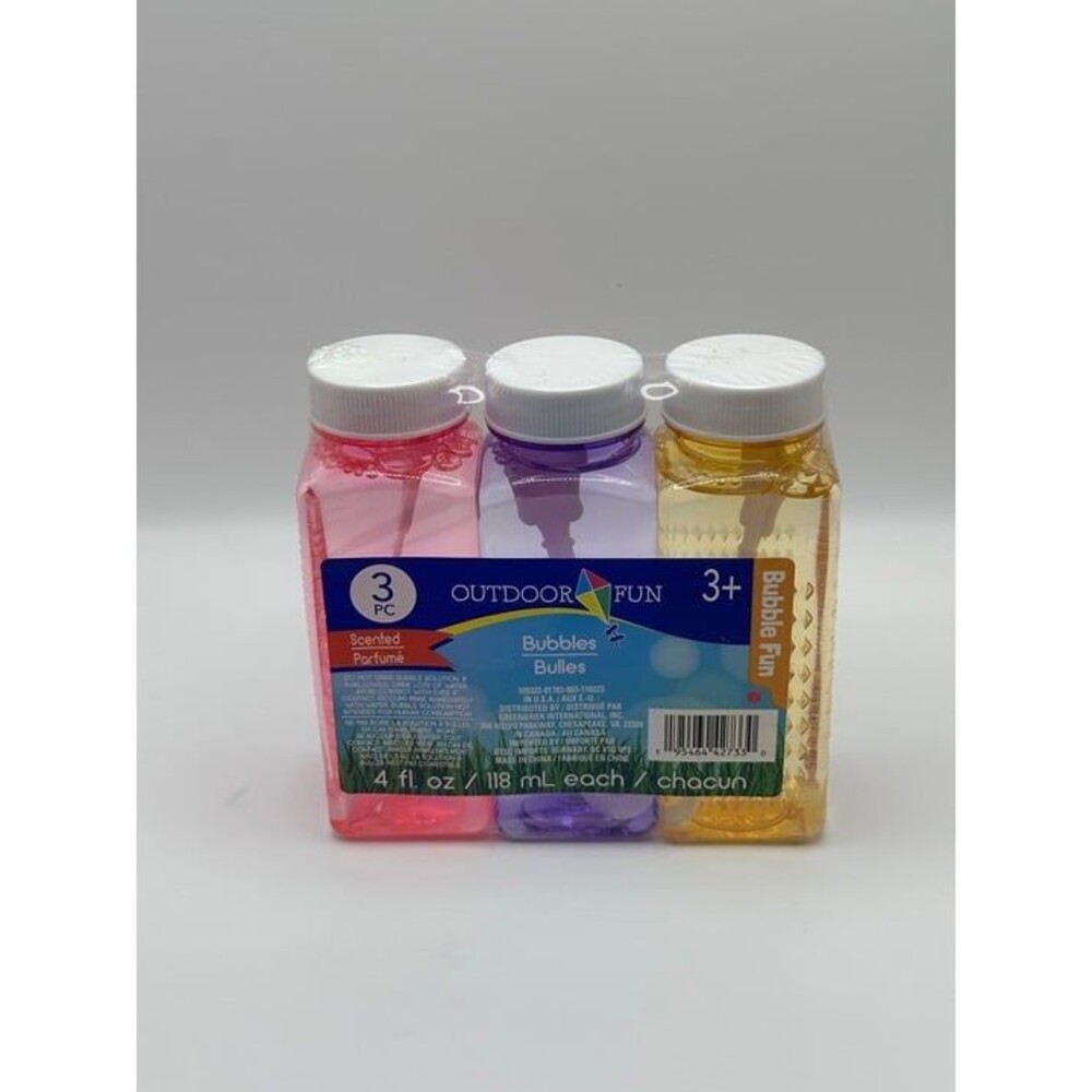 Outdoor Fun Bubbles 3 Pack - Scented Bubbles with Wands 4fl.oz /118 ML Each